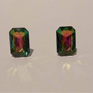 Large, Cushion-Cut, Watermelon, Clip On Earrings